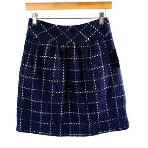 ANTHROPOLOGIE Maeve Womens Skirt Blue White Plaid Wool sz(0)
